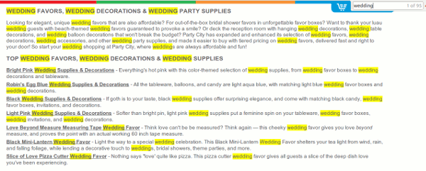 Saying "wedding" 35 times within a few paragraphs? Come on, it's not 1999.