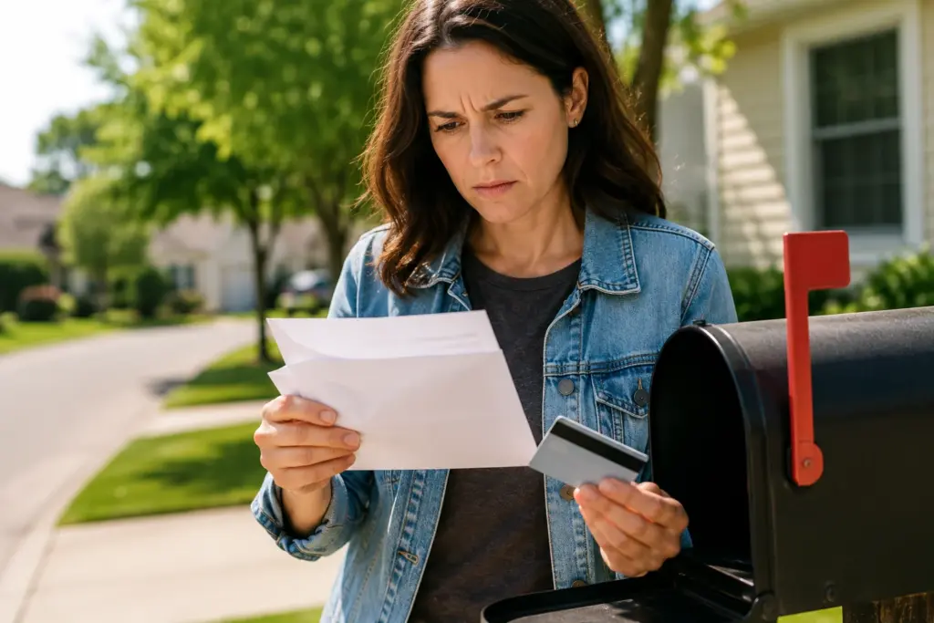 Person reading an identity theft alert