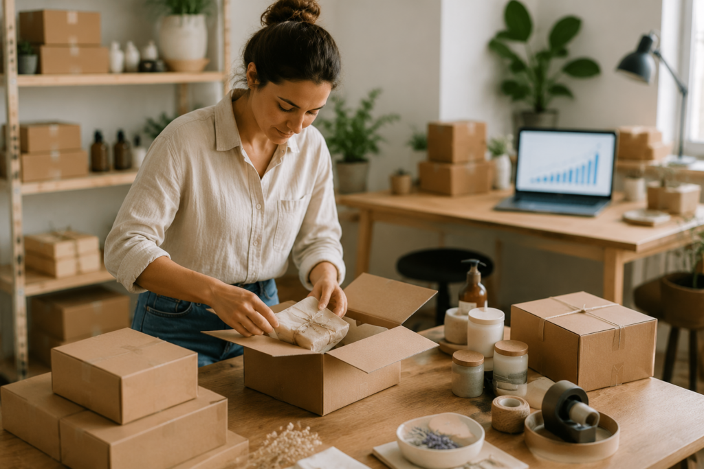 Packing orders in a growing store